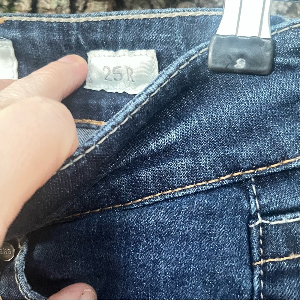 BKE DENIM STELLA 25 R DARK WASH BLUE JEANS GUC FIVE POCKET LOW RISE STRAIGHT LEG - Picture 7 of 10
